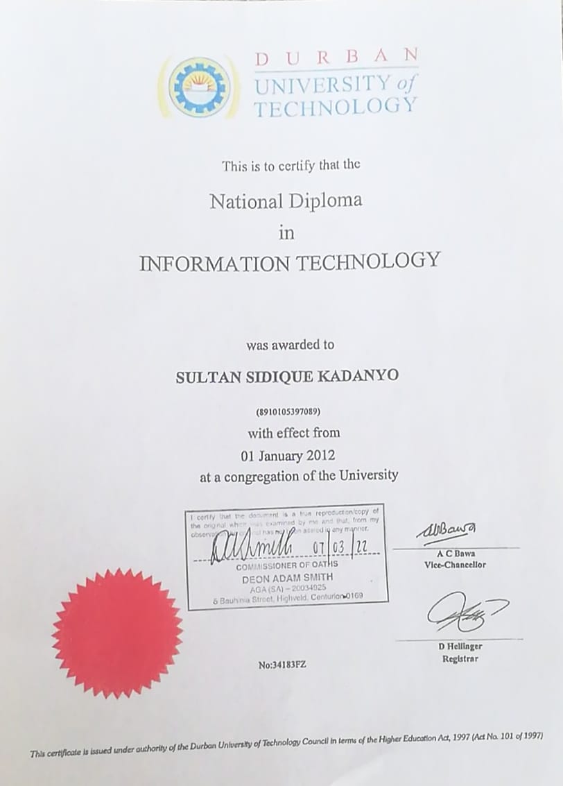 Matric Certificate